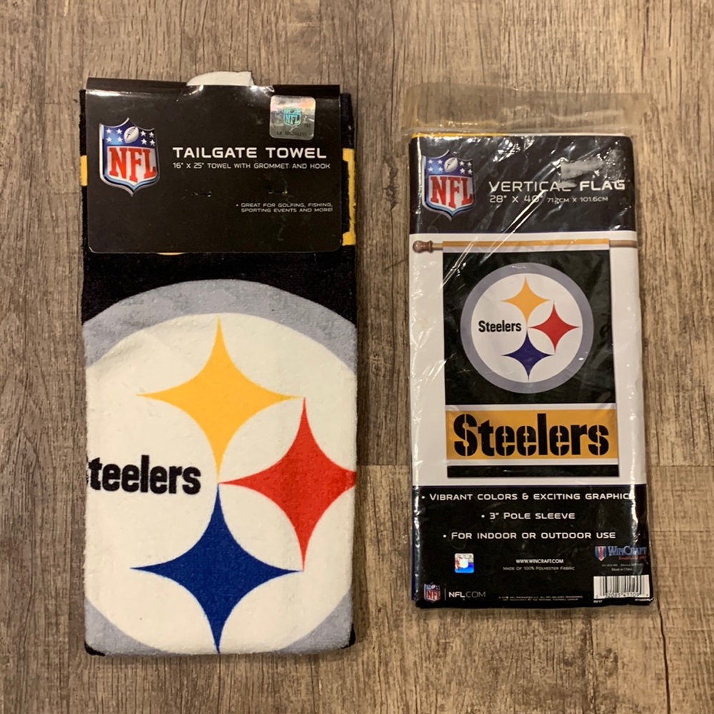 NWT Steelers flag and towel